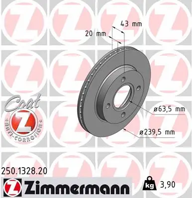 250.1328.20 ZIMMERMANN Тормозной диск (фото 1)