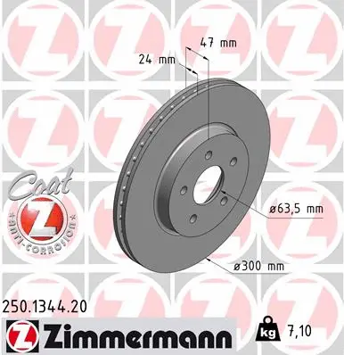 250.1344.20 ZIMMERMANN Тормозной диск (фото 1)