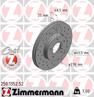 250.1352.52 ZIMMERMANN Тормозной диск (фото 1)