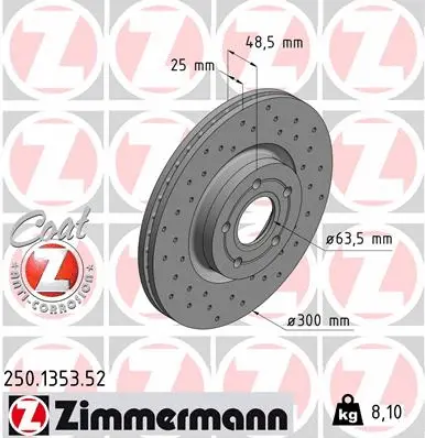 250.1353.52 ZIMMERMANN Тормозной диск (фото 1)