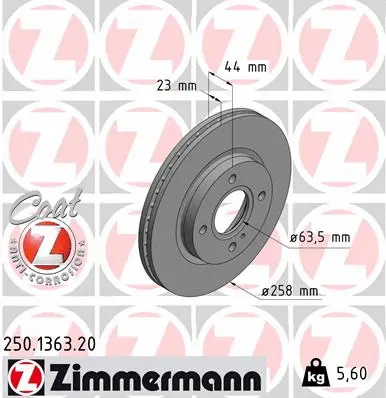 250.1363.20 ZIMMERMANN Тормозной диск (фото 1)