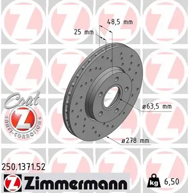 250.1371.52 ZIMMERMANN Тормозной диск (фото 1)