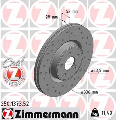 250.1373.52 ZIMMERMANN Тормозной диск (фото 1)