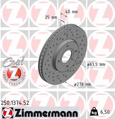 250.1374.52 ZIMMERMANN Тормозной диск (фото 1)