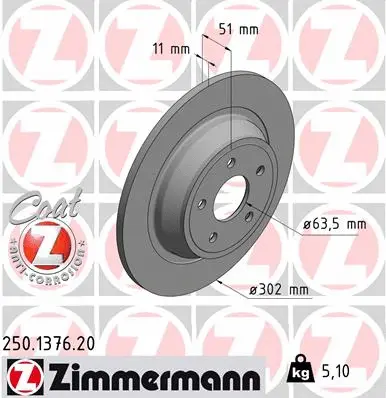 250.1376.20 ZIMMERMANN Тормозной диск (фото 1)