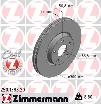 250.1383.20 ZIMMERMANN Тормозной диск (фото 1)