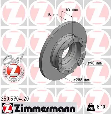 250.5704.20 ZIMMERMANN Тормозной диск (фото 1)
