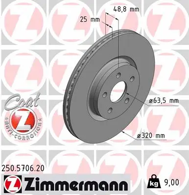 250.5706.20 ZIMMERMANN Тормозной диск (фото 1)