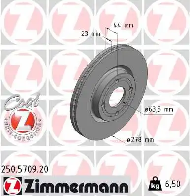 250.5709.20 ZIMMERMANN Тормозной диск (фото 1)