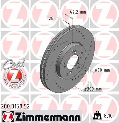 280.3158.52 ZIMMERMANN Тормозной диск (фото 1)