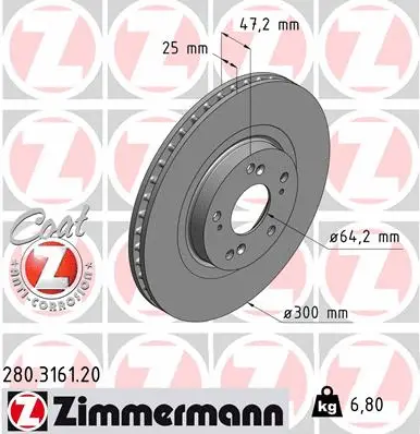 280.3161.20 ZIMMERMANN Тормозной диск (фото 1)