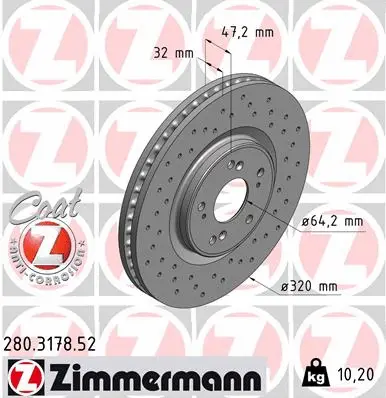 280.3178.52 ZIMMERMANN Тормозной диск (фото 1)