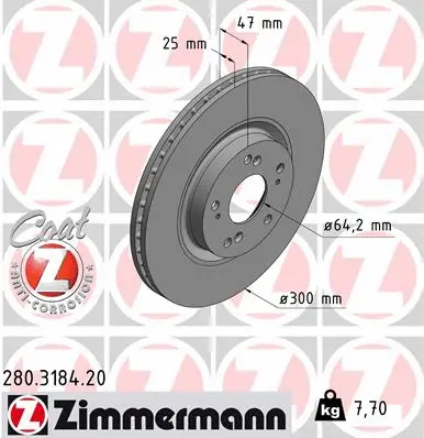 280.3184.20 ZIMMERMANN Тормозной диск (фото 1)