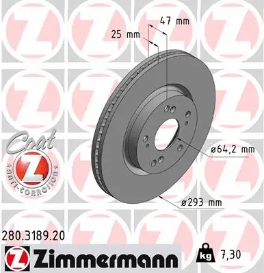 280.3189.20 ZIMMERMANN Тормозной диск (фото 1)