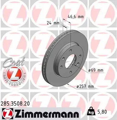 285.3508.20 ZIMMERMANN Тормозной диск (фото 1)