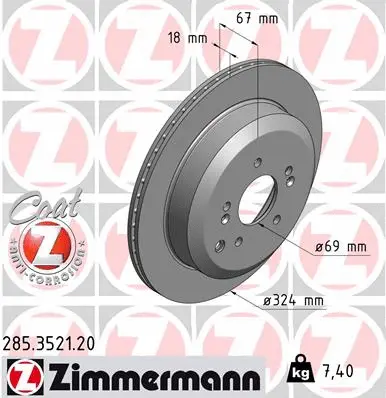 285.3521.20 ZIMMERMANN Тормозной диск (фото 1)