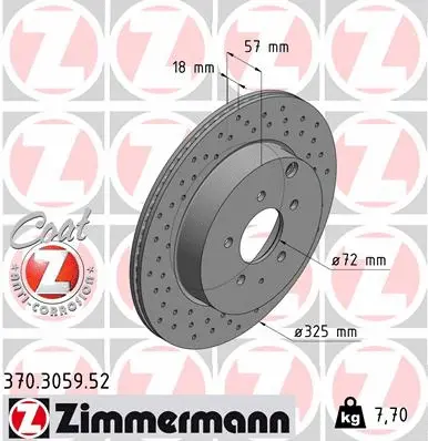 370.3059.52 ZIMMERMANN Тормозной диск (фото 1)