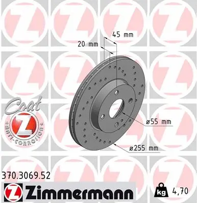 370.3069.52 ZIMMERMANN Тормозной диск (фото 1)