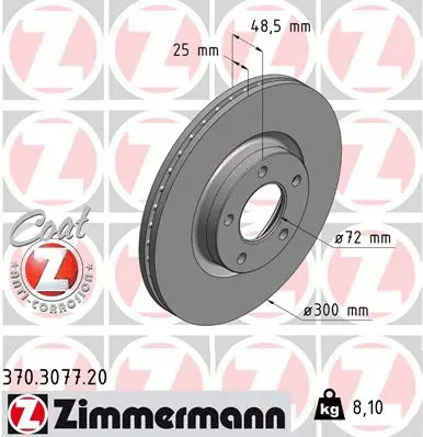 370.3077.20 ZIMMERMANN Тормозной диск (фото 1)
