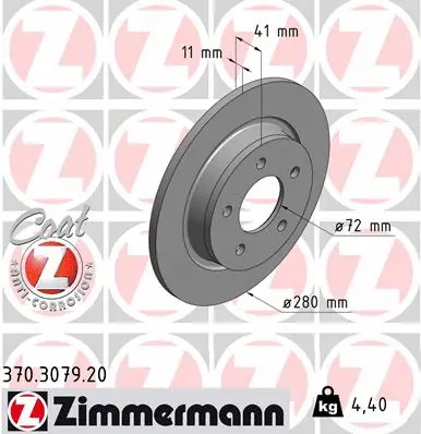 370.3079.20 ZIMMERMANN Тормозной диск (фото 1)
