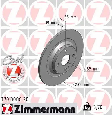 370.3086.20 ZIMMERMANN Тормозной диск (фото 1)