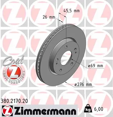 380.2170.20 ZIMMERMANN Тормозной диск (фото 1)