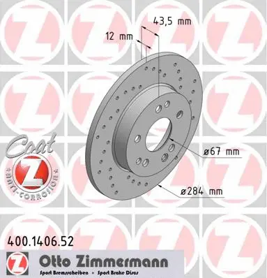 400.1406.52 ZIMMERMANN Тормозной диск (фото 1)
