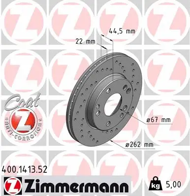 400.1413.52 ZIMMERMANN Тормозной диск (фото 1)