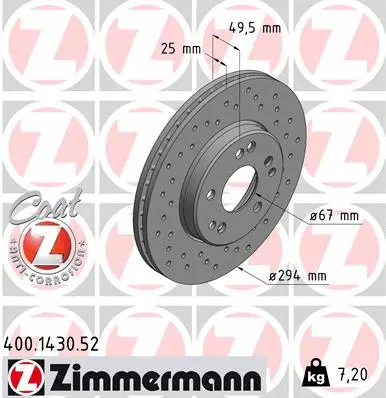 400.1430.52 ZIMMERMANN Тормозной диск (фото 1)