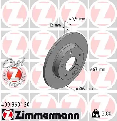 400.3601.20 ZIMMERMANN Тормозной диск (фото 1)
