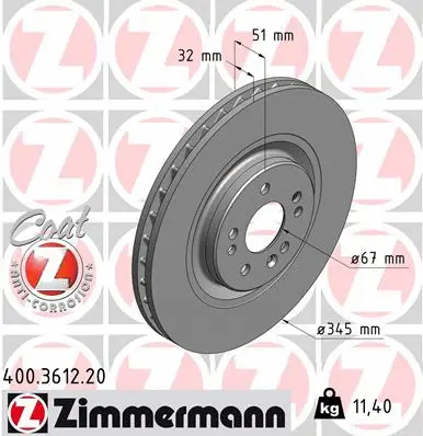 400.3612.20 ZIMMERMANN Тормозной диск (фото 1)