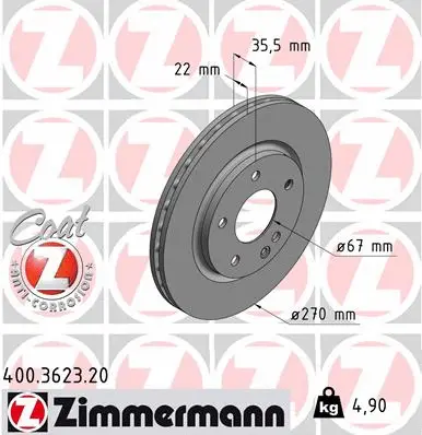 400.3623.20 ZIMMERMANN Тормозной диск (фото 1)