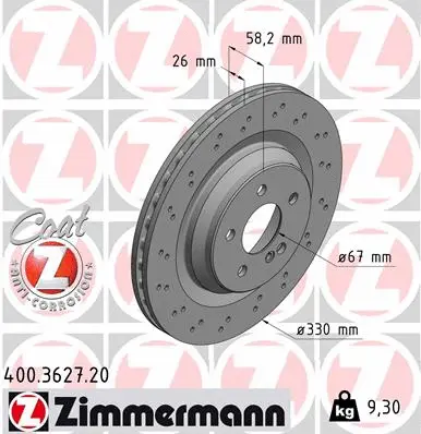 400.3627.20 ZIMMERMANN Тормозной диск (фото 1)