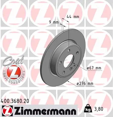 400.3680.20 ZIMMERMANN Тормозной диск (фото 1)