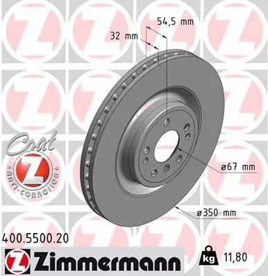 400.5500.20 ZIMMERMANN Тормозной диск (фото 1)