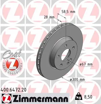 400.6472.20 ZIMMERMANN Тормозной диск (фото 1)