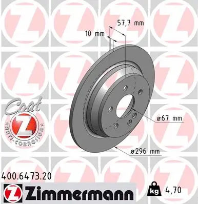 400.6473.20 ZIMMERMANN Тормозной диск (фото 1)