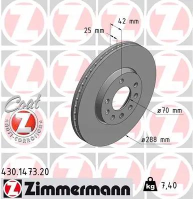 430.1473.20 ZIMMERMANN Тормозной диск (фото 1)