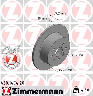 430.1474.20 ZIMMERMANN Тормозной диск (фото 1)