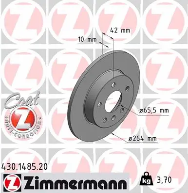 430.1485.20 ZIMMERMANN Тормозной диск (фото 1)