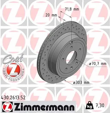 430.2613.52 ZIMMERMANN Тормозной диск (фото 1)