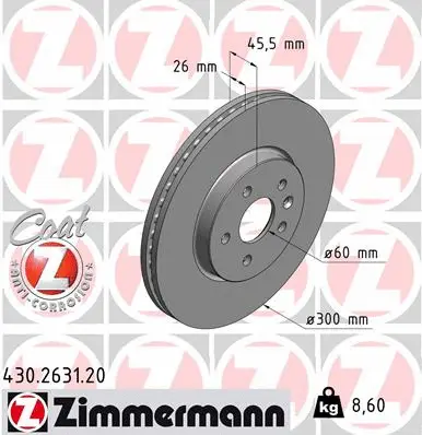 430.2631.20 ZIMMERMANN Тормозной диск (фото 1)