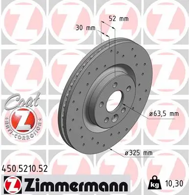 450.5210.52 ZIMMERMANN Тормозной диск (фото 1)