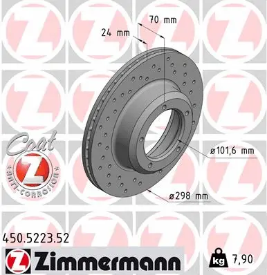 450.5223.52 ZIMMERMANN Тормозной диск (фото 1)