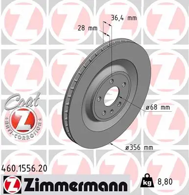 460.1556.20 ZIMMERMANN Тормозной диск (фото 1)
