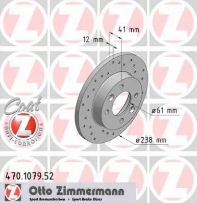 470.1079.52 ZIMMERMANN Тормозной диск (фото 1)