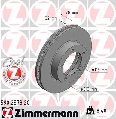 590.2573.20 ZIMMERMANN Тормозной диск (фото 1)