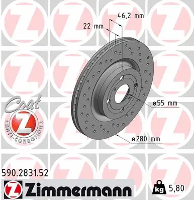 590.2831.52 ZIMMERMANN Тормозной диск (фото 1)