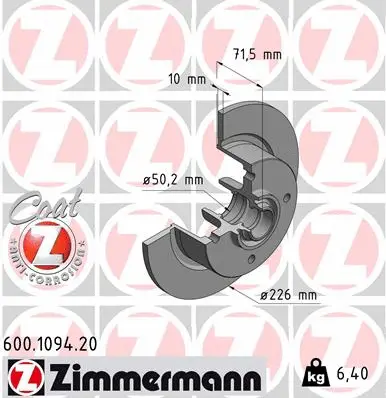 600.1094.20 ZIMMERMANN Тормозной диск (фото 1)