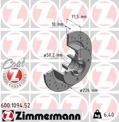 600.1094.52 ZIMMERMANN Тормозной диск (фото 1)